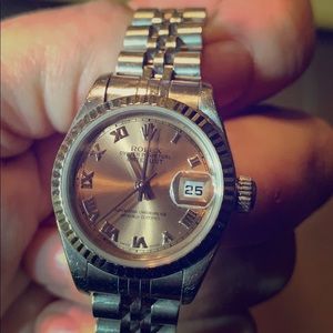 Rolex Oyster Perpetual Datejust WG Steel Salmon